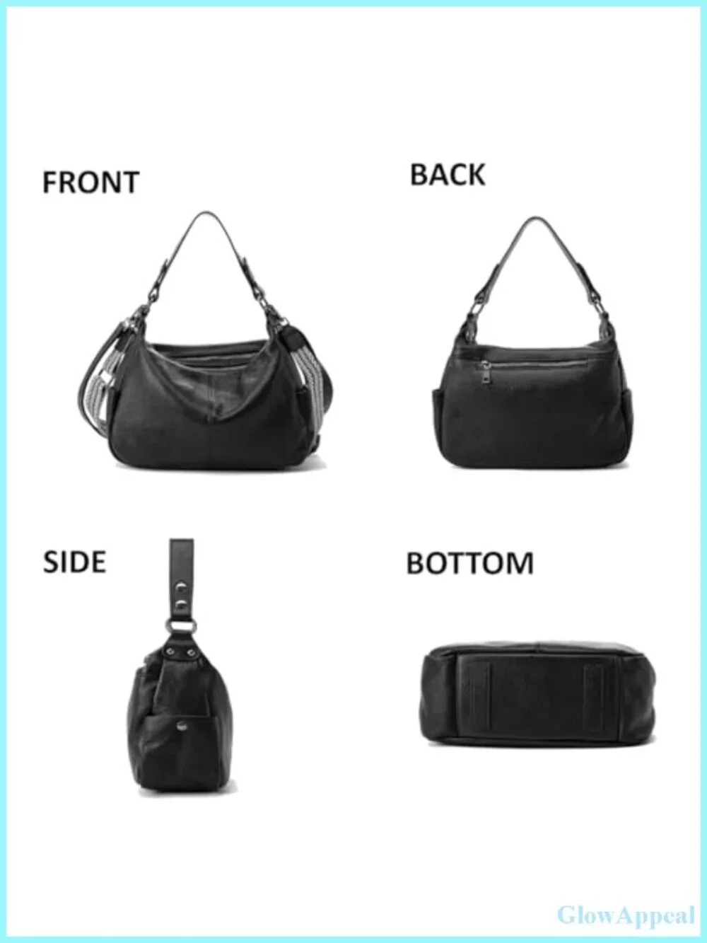 Genuine Leather Hobo Bag Crossbody with 3 Adjustable Straps